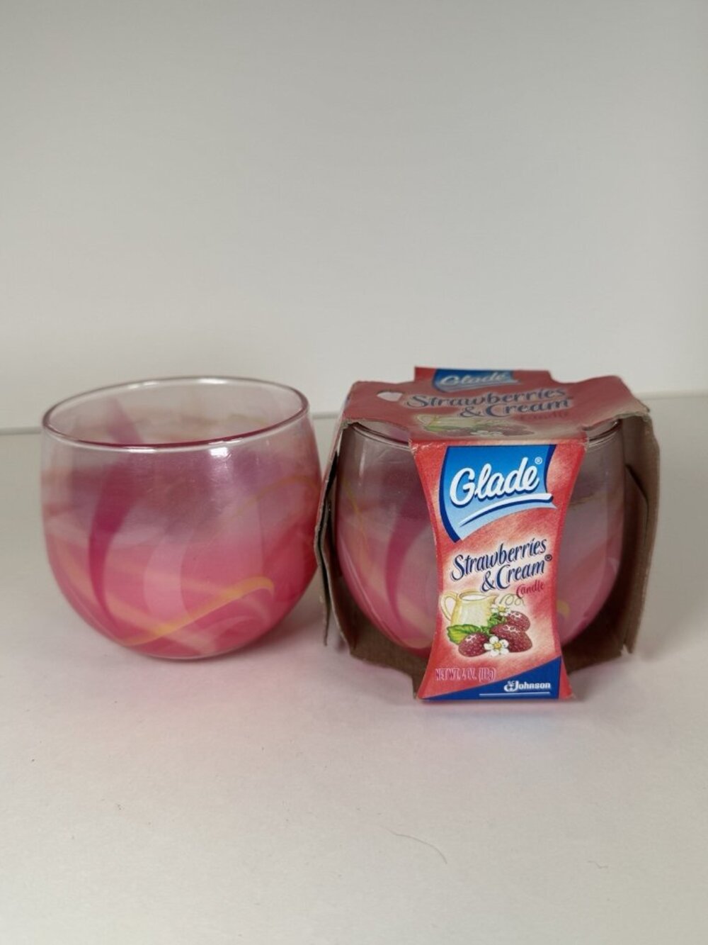 Vintage Glade Candle Scents Jar Strawberries & Cream New in Package NOS 2002 Y2K